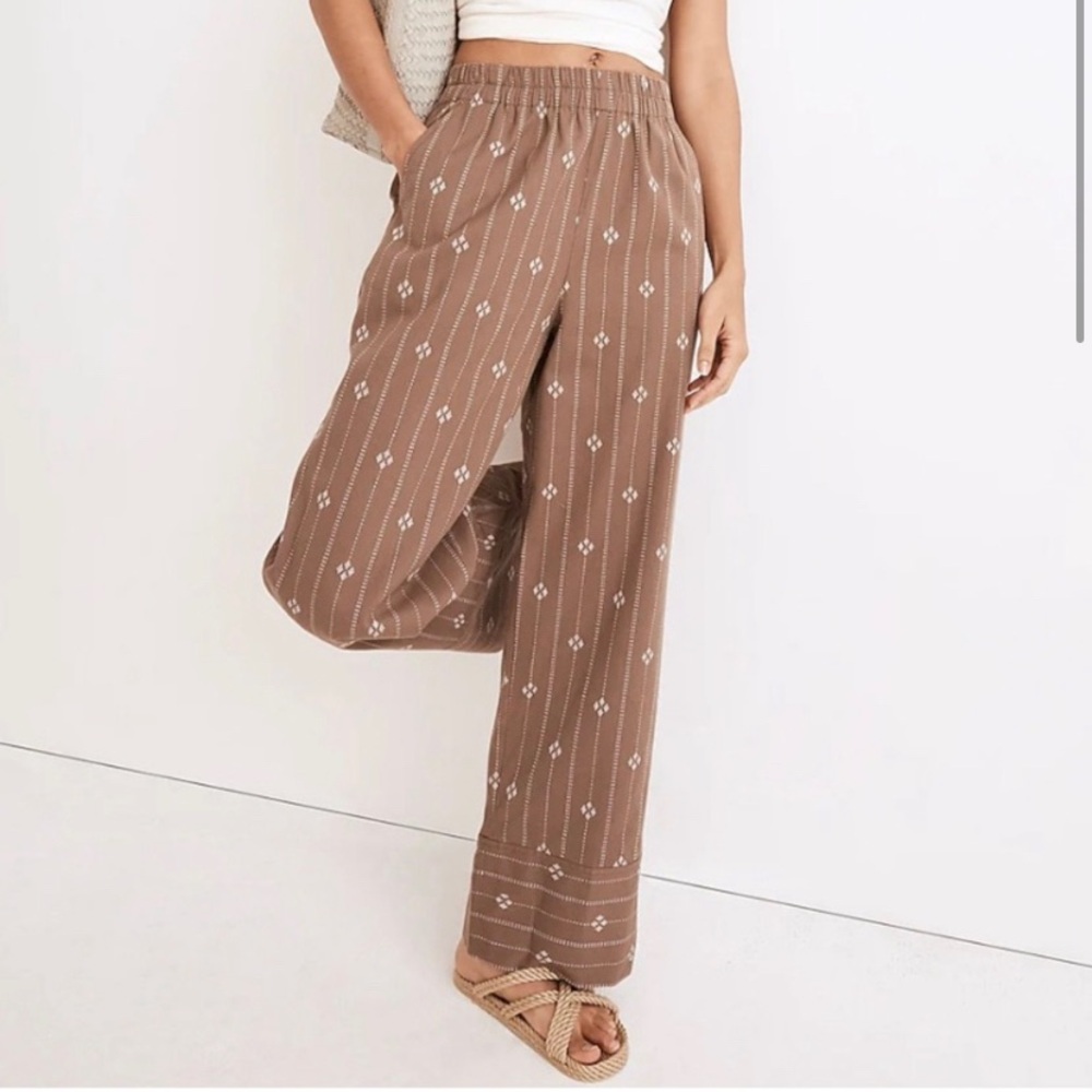 Madewell Pull On High Rise Jacquard Straight Leg Pants